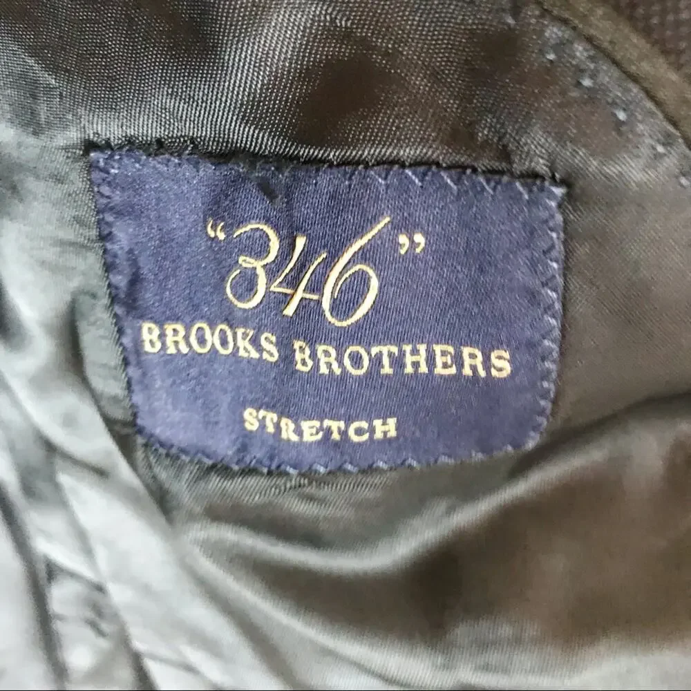 Brooks Brothers 346 Stretch Men's 43L Black 100% Wool 2 Button Blazer Jacket